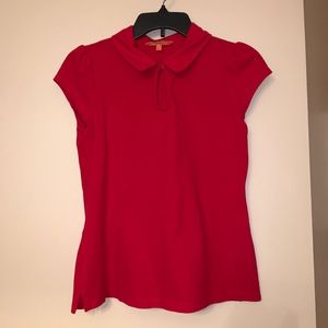 Modcloth Red Keyhole Collared Shirt